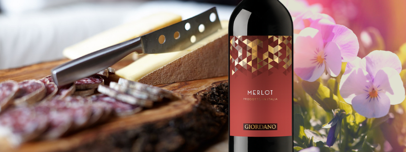 Merlot Giordano e una selezione di affettati e formaggi italiani